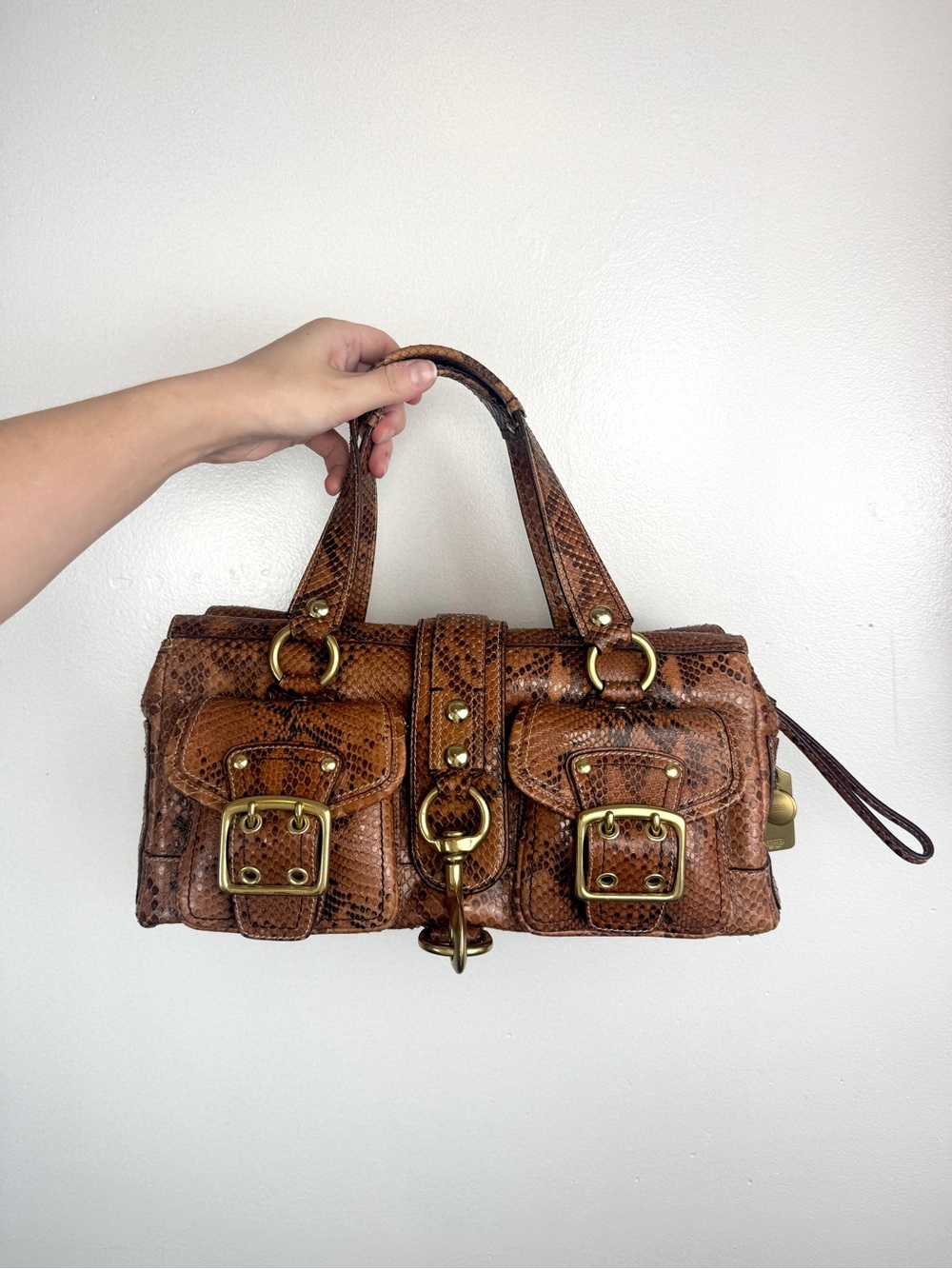 Vtg Coach 65th Anniversary Legacy Exotic Mandy Satchel genuine python snakeskin